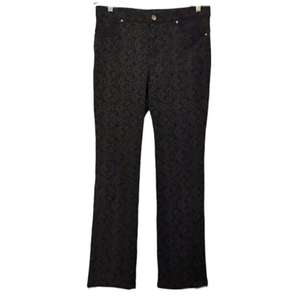 3/$20 SIMON CHANG Denim Slim Straight Trouser Pants Stretch Black Jacquard - Picture 1 of 12